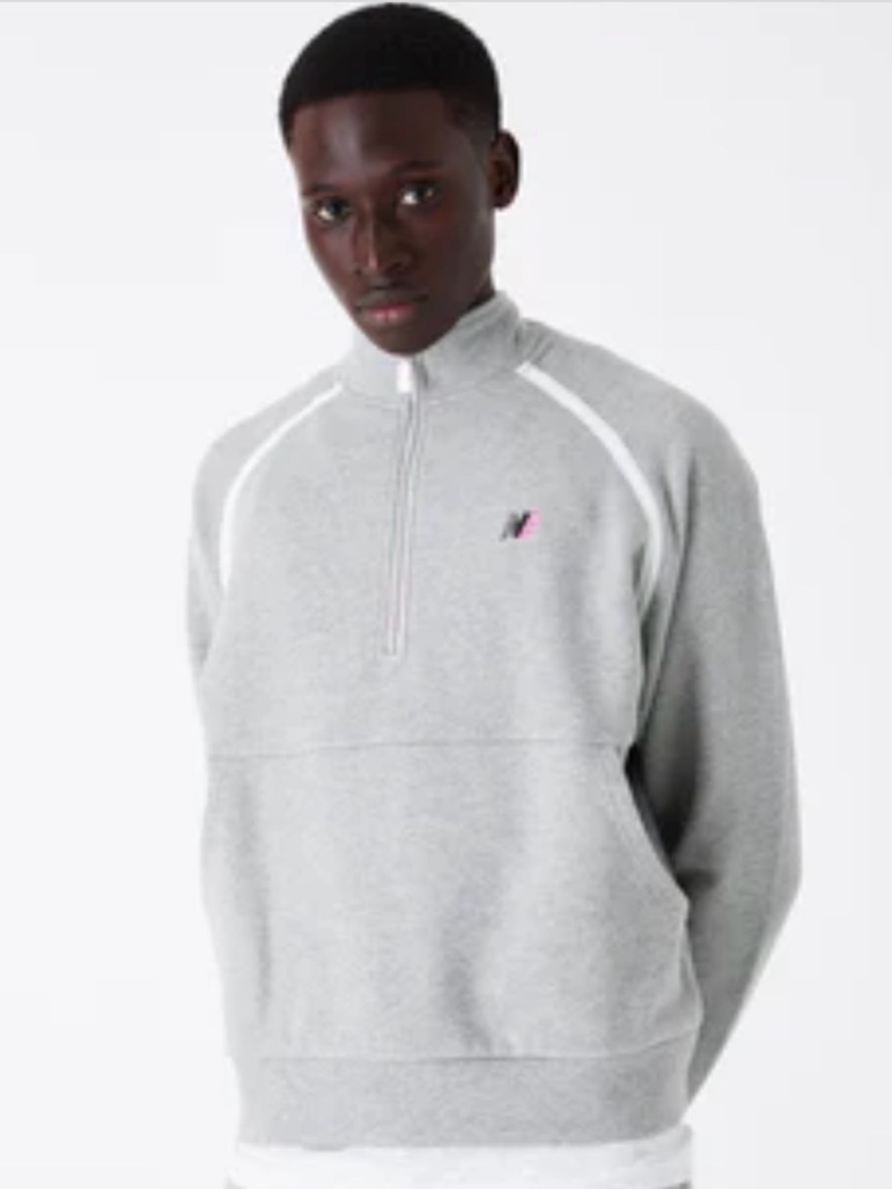 Kith X New Balance Men's Light Gray Quarter-Zip Pullover with White Trim size XS